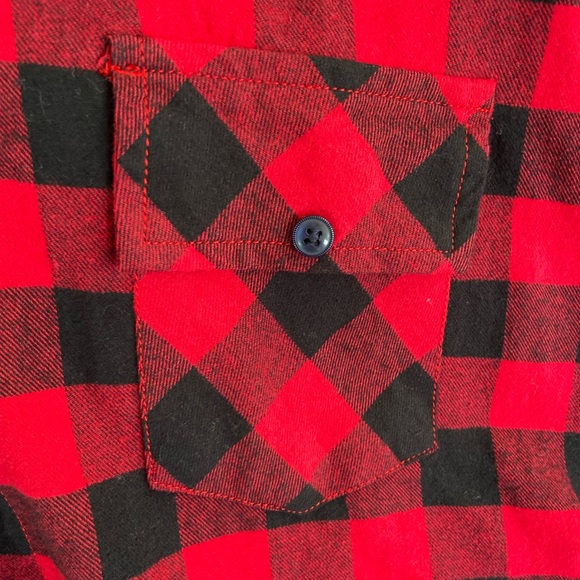 NWT Match Stick Woman’s XL 100% Cotton Bold Red & Black Checked Button Down Top - Picture 7 of 13